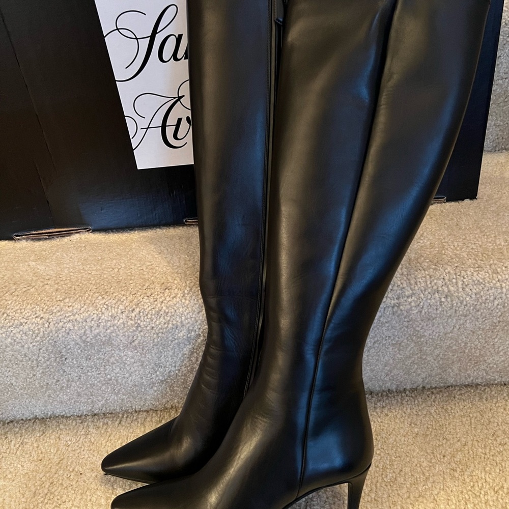 New Prada black leather point toe boots, 36.5 - Picture 3 of 11